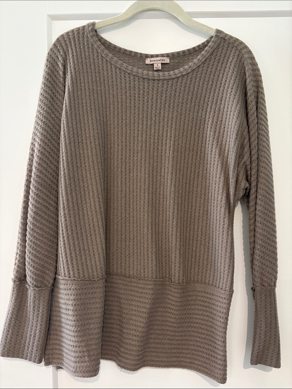 Democracy Waffle Knit Scoop Neck Sweater - Taupe
